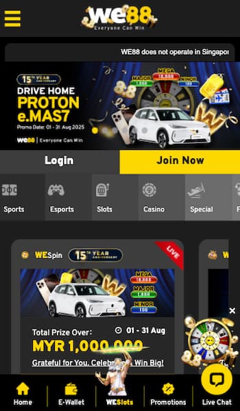 WE88 casino homepage and welcome bonus
