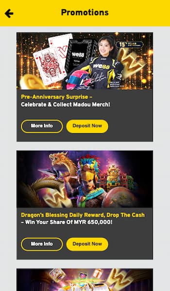 WE88 casino bonuses in Malaysia