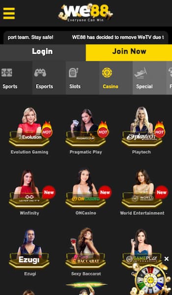WE88 casino live dealer games