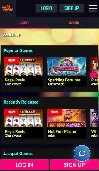 Casino games at Wild Vegas