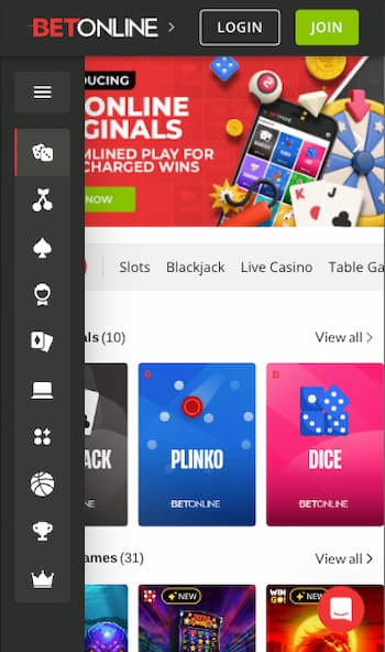 BetOnline casino games