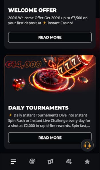 Daily tournaments at Instant Casino