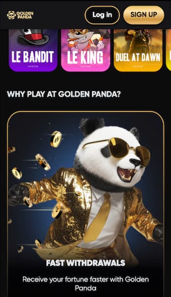 Fast withdrawals at Golden Panda casino in Ireland