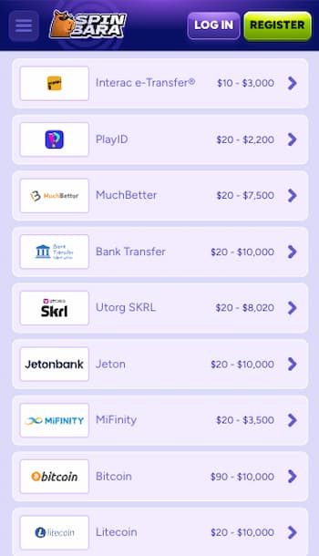 Payment Methods at SpinBara Casino