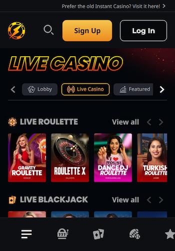 Instant Casino live dealer