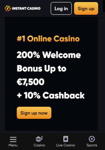 Instant Casino lobby