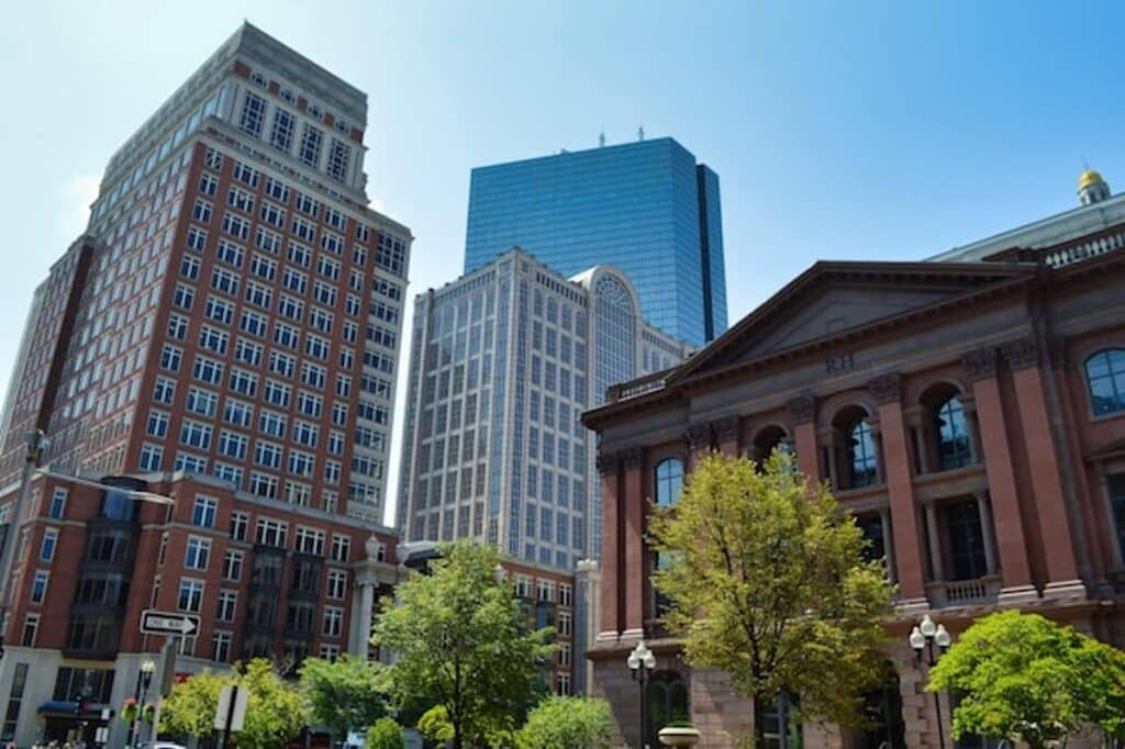 Downtown Boston buildings on a clear day
