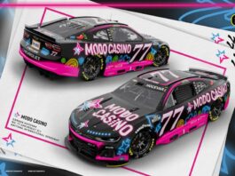 Modo Casino-sponsored No. 77 Chevrolet NASCAR race car livery