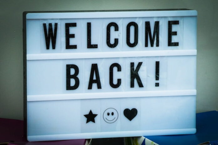 welcome-back-sign.jpg Lightbox sign with the words "Welcome Back"