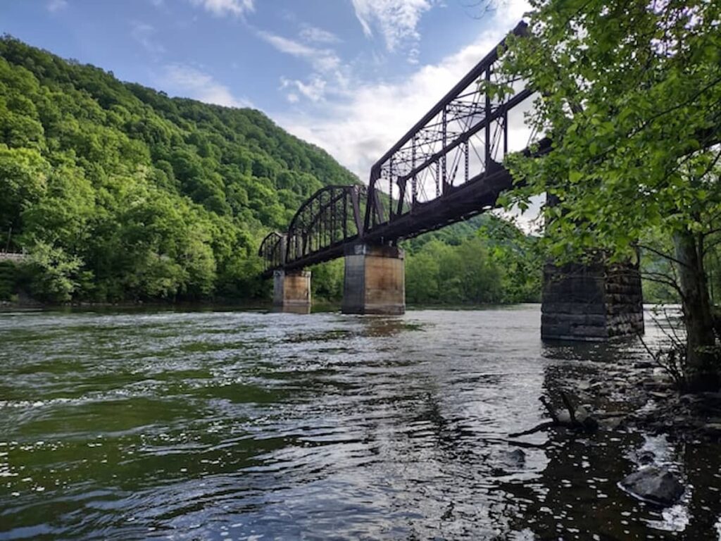 Scenic river and bridge in West Virginia