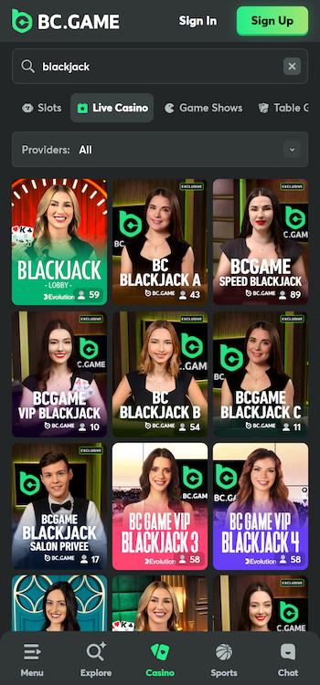 BC.Game live blackjack