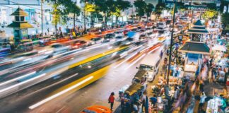 Busy street in Bangkok, Thailand