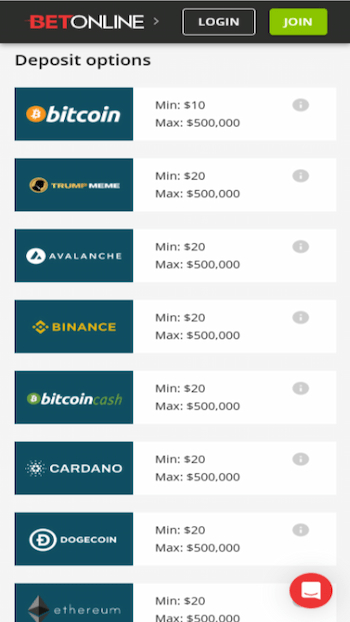 BetOnline Casino Deposits