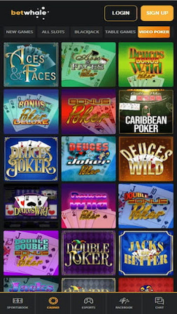 BetWhale video poker