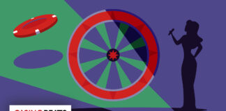 Casino wheel and host silhouette