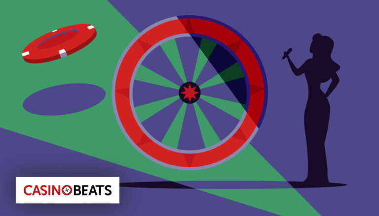 Casino wheel and host silhouette