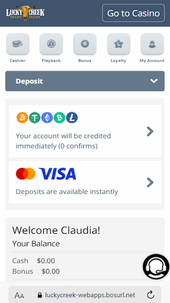 Lucky Creek Casino banking