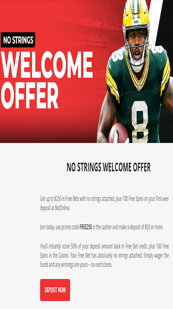 No strings welcome offer BetOnline casino