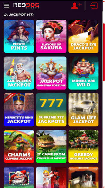 Red Dog Casino jackpots