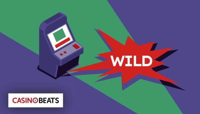 Slot Wild Symbols Guide Illustration of a slot machine with a wild symbol explosion, representing wild symbols in online slots
