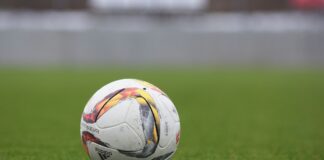 Soccer ball on a pitch