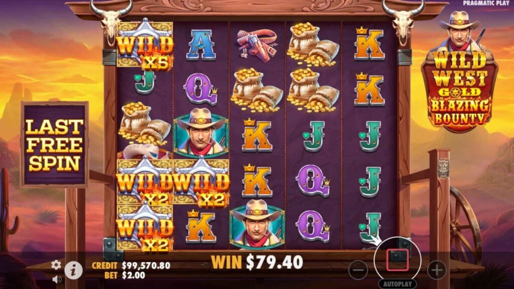 Wild West Gold slot with sticky wild multipliers during free spins