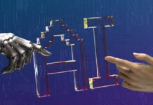 Slips, a P2P Social Betting Platform, Debuts AI-Powered Prediction Markets Robot hand and human hand pointing toward glowing AI letters on digital background.