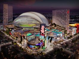 Analyst Questions Bally’s Commitment to Las Vegas Casino Resort Architectural rendering of Bally’s planned resort and entertainment district next to the future Oakland A’s baseball stadium in Las Vegas.