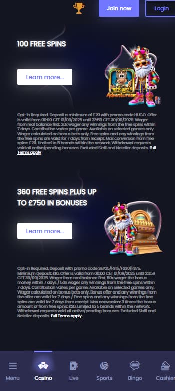 Betmorph bonuses page