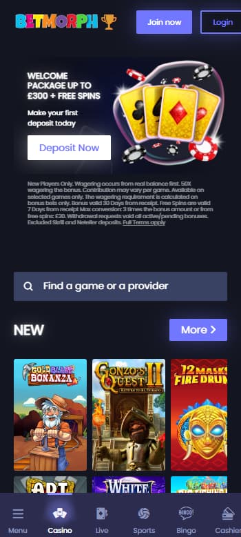 Betmorph best online casino site UK homepage