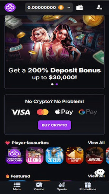 coincasino 200% to $30,000 welcome bonus