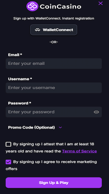 coincasino registration