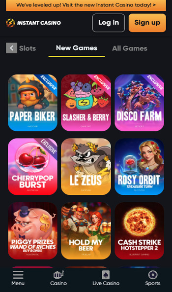 instant casino new games