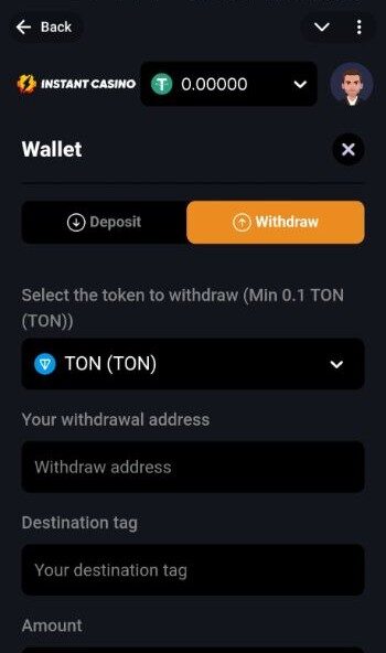 instant casino withdrawals page