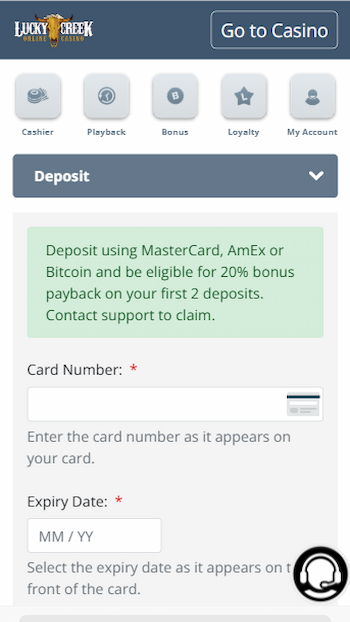 lucky creek casino deposits