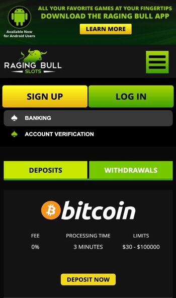 raging bull slots banking