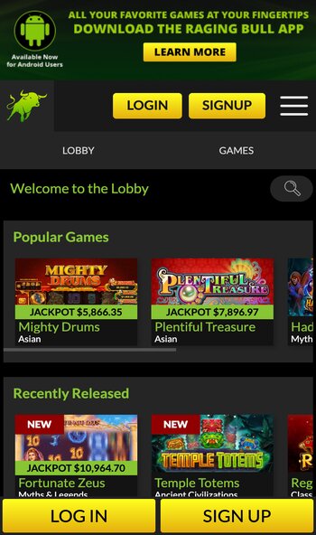 raging bull slots casino games