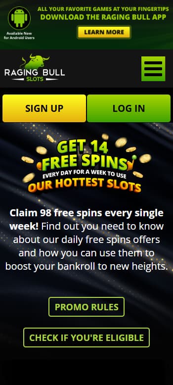 Raging Bull Slots free spins page