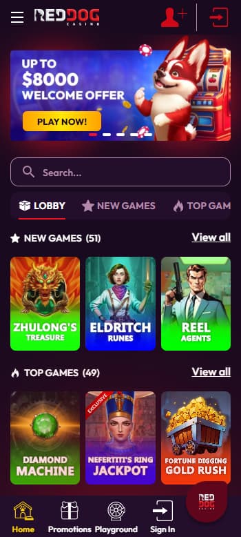 red dog casino homepage