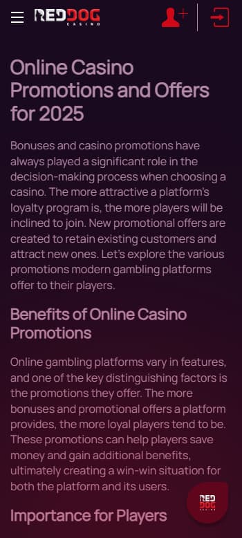 red dog casino promotions page