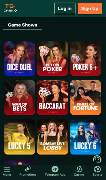 tg casino live games