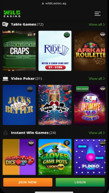 wild casino table game options