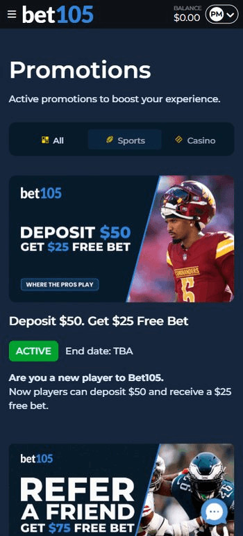 Bet105 Sports Promotions