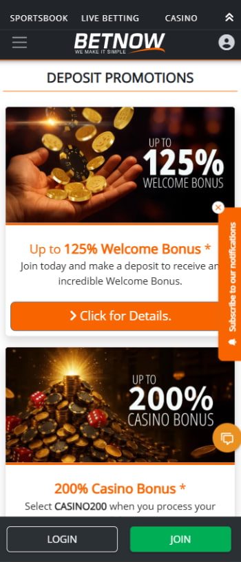 BetNow welcome bonus