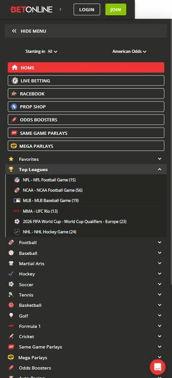 BetOnline Sports Leagues