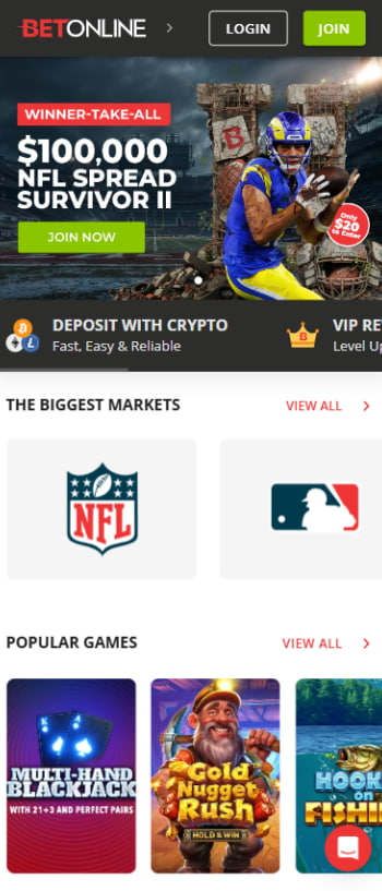 BetOnline homepage