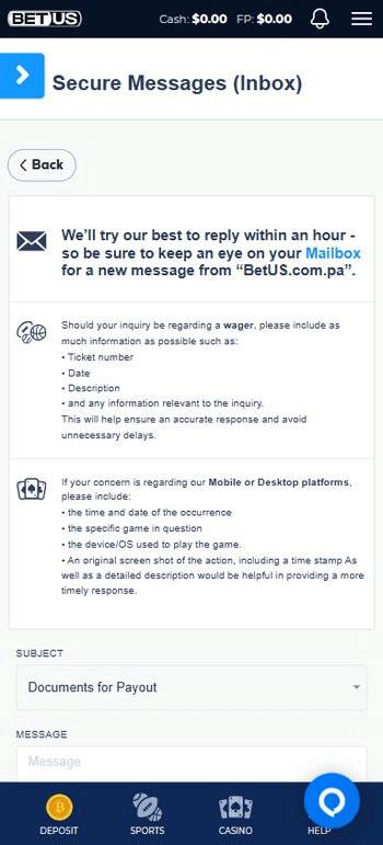 BetUS Customer Support