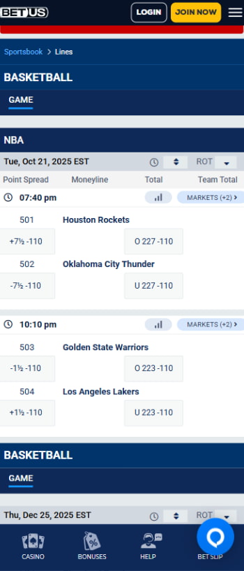 BetUS basketball betting