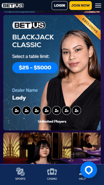 BetUS exclusive blackjack