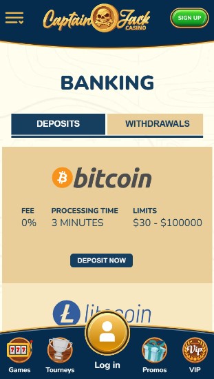 Captain Jack Casino deposits for real money